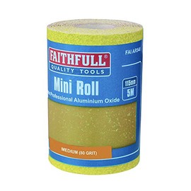 Faithfull FAIAR580Y 5M Medium (80 Grit) Sandpaper Roll Yellow (Std) 115mm x 5M