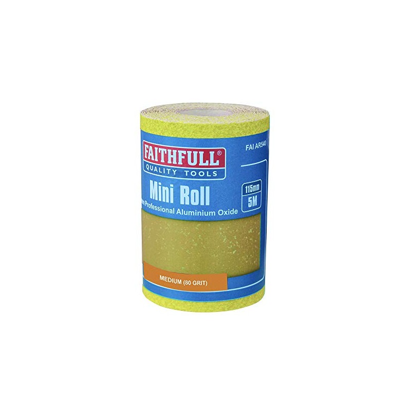 Faithfull FAIAR580Y 5M Medium (80 Grit) Sandpaper Roll Yellow (Std)