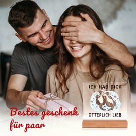 Anniversary Gift for Him Her Acrylic Plaque - I Love You Otterly, Love Gifts for Women Men Couples Birthday Valentine's Day Christmas
