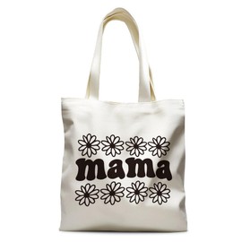 Ymzkpoa Cute Daisy Mama Canvas Tote Bag for Women Mama Nana Mimi,Mama Gifts for New Mom,Grandma Birthday Morther's Day Gifts,Sturdy Lightweight Large Shoulder Totebag for Shopping,Grocery-18