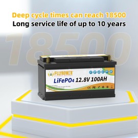 FLLYROWER 12V 100AH Lifepo4 Battery with 100A BMS 10-Year Lifespan for Trolling Motor RV Camping Golf Cart Solar Include a Charger
