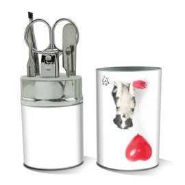 Border Collie Dog Heart Valentines Love Stainless Steel Manicure Pedicure Grooming Beauty Care Travel Kit