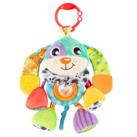 Playgro Activity Friend Doofy Dog, Vibrant Pram Rattle Toy with Easy Attach Clip for Prams, Car Seats & Capsules - Engaging Dog Baby Toy with Textured Bug Teether for Gums - from 0 Months