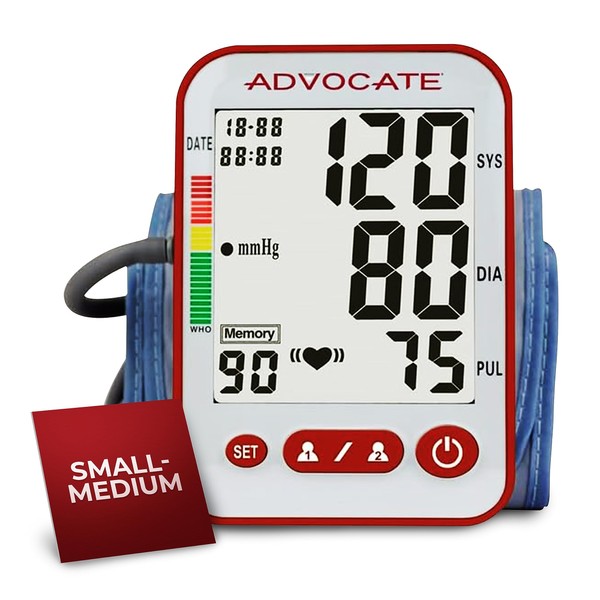 Digital Blood Pressure Monitor - Automatic Blood Pressure Monitor w/Adjustable Cuff for a Snug Fit – Hassle-Free One-Touch Home BP Monitor That Records Data for 2 Users & Detects Irregular Heartbeat