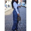 LETSVDO Women's Cargo Denim Overall Jumpsuit Wide Leg Bib Loose