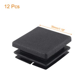 LDEXIN 12Pcs 1-1/8 Inch (30mm) Square Plastic Plugs Black Tubing End Caps, Square Chair Glide Covers Insert Plugs for Square Tubes Pipes