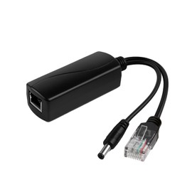 100M PoE Splitter 48V to 5V 2.4A Output with IEEE 802.3 at Standard, 5.5x2.1mm DC Plug Cable,2.5G Ethernet Splitter Adapter Plug and Play Compatible with Security IP Camera, Voip phone, Surveillance