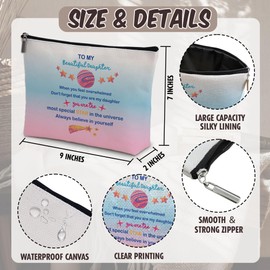 Beautiful Daughter Makeup Bag, Daughter Gifts from Mom, Small Cosmetic Bag for Purse Cosmetics, Travel Essentials Gifts for Women Girls, Birthday Mother's Day Christmas Gifts-B30