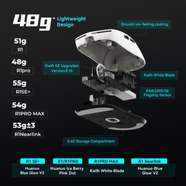 ATK VXE Dragonfly R1 Series mouse inalámbrico para juegos, ultraligero (48-55 g), sensor PixArt PAW3395/3395 SE, DPI ajustable hasta 26.000 (R1 Pro Max, negro)