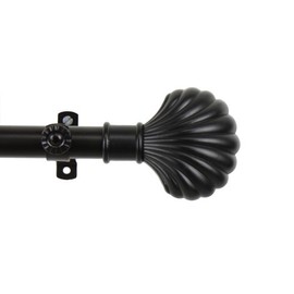 A&F Rod Decor - Curtain Rod Set 48-84 inch w/Shell Finial - Black