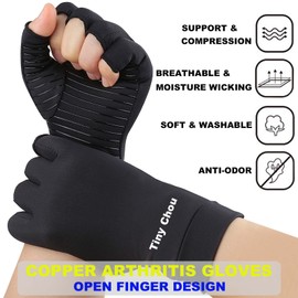 Tiny Chou 2 pares de guantes de compresión para artritis, guantes de compresión para hombres y mujeres, alivio del dolor y curación para la artritis, túnel carpiano, escribir y trabajo diario, Negro, Large-2 Pairs Pack