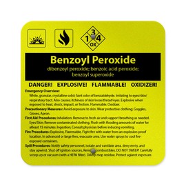 Aluminum Square Metal Sign Multiple Sizes Benzoyl Peroxide Dibenzoyl Peroxide; Hazard Labels Yellow Chemical & All over Weatherproof Street 12x12Inches