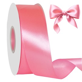60 Yards x 1-1/2 Inch Pink Ribbon: Pink Satin Ribbon for Gift Wrapping Wedding & Mother's Day Flower Bouquet Packaging, Bows Making, Crafts, Floral, Hair Accessories and Invitation Decorations