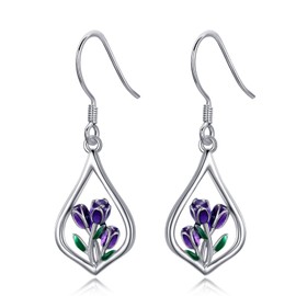 Tulip Earrings 925 Sterling Silver Flower Earrings Christmas Jewelry Gifts for Women