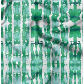 Soimoi Green Cotton Canvas Fabric Shibori Tie-Dye Printed Fabric 1 metre 56 Inch Wide