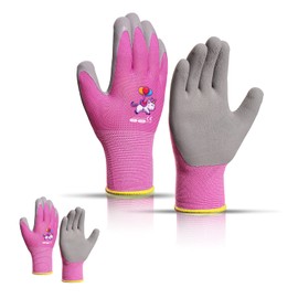 KDK Ages 5-7 Kids Gardening Gloves,Yard Work Gloves for Toddlers, Youth, Girls, Boys, Childrens, Soft Safety Rubber Gloves (XXS Age 5-7, 2 Pairs Pink Unicorn)
