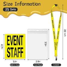 25pcs Event Staff Lanyards, Breakaway Lanyards with Plastic Card Holder, ID Badge Holders for Events (Yellow)