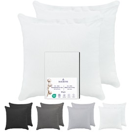 Barbons Pillowcase 80 x 80 cm, Set of 2 - 165 g/m², Oeko-Tex Certified Pillowcase, 100% Jersey Cotton Soft Cushion Covers with Zip (80 x 80 - White)
