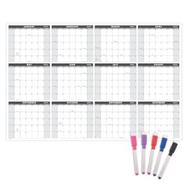 Extra Large 32" x 48" 2025 Dry Erase Wall Calendar with Markers - Wet & Dry Erasable 12 Month Annual Yearly Wall Planner (Grey, Laminated, 2025)