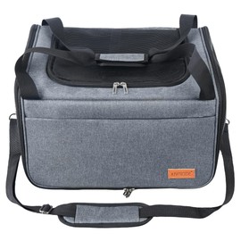AIWIKIDE Lightweight Waterproof Cat Carrier - Foldable Design w/Full Cover for Security, Includes Collapsible Bowl, Grey