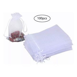 100pcs Bolsas De Regalo De Organza Con Cordón,10*15cm