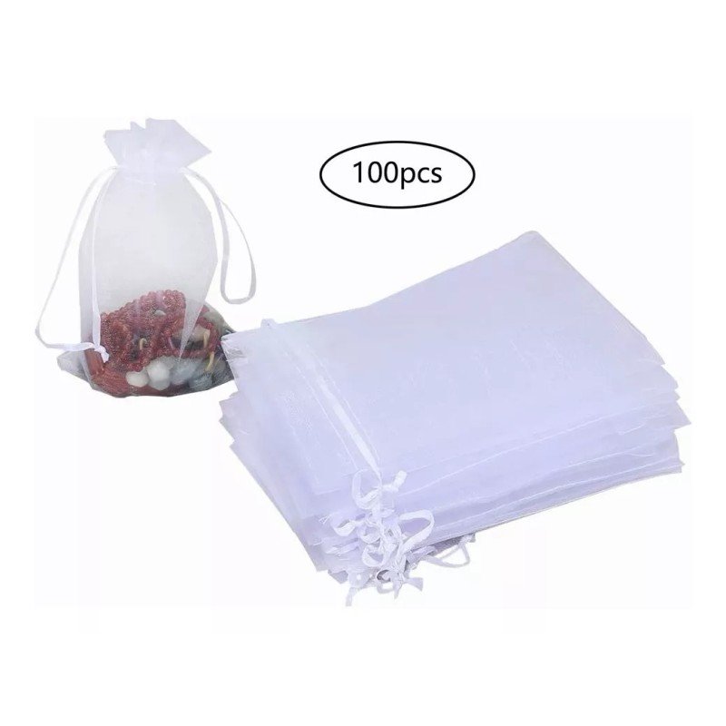100pcs Bolsas De Regalo De Organza Con Cordón,10*15cm