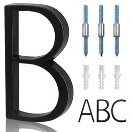 5" Metal Floating House Numbers,Ranslen Black Zinc Alloy Solid Modern House Address Number,Anti-Rust House Numbers Decorative Address Sign for Door Garden Mailbox with Nail Kit,Coated Black,Letter(B)