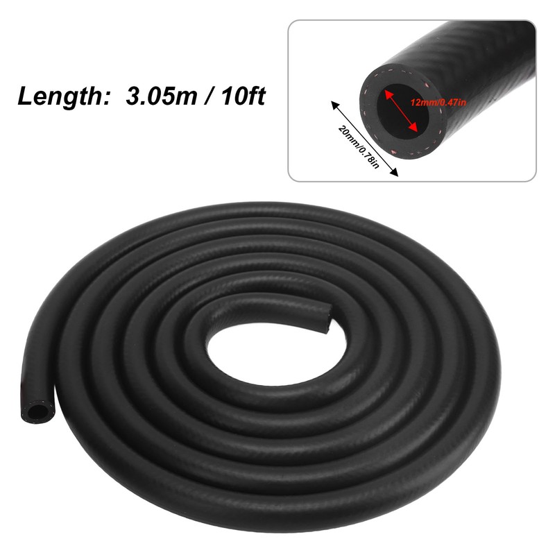 1/2 Inch 12mm ID Flexible NBR Fuel Line Hose 10FT