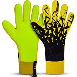 EFAH SPORTS Football Goalkeeper Gloves For Boys kids Children Youth Adult Professional Soccer Goalie Training Glove with Strong Grip Protection Palms (Yellow, Size 6 suitable for 13 to 15 years old)