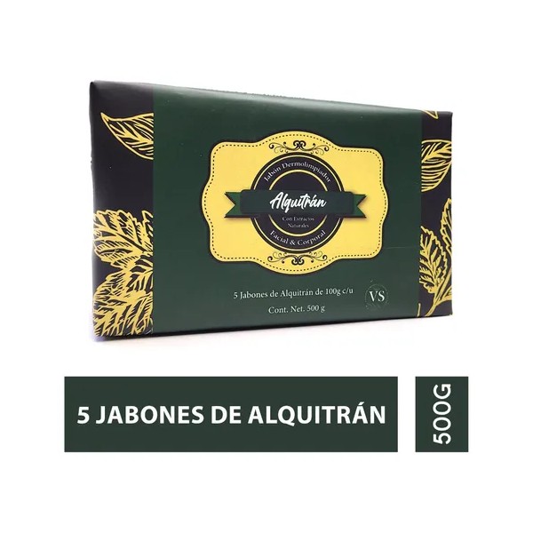 5 Pz Jabón Natural Alquitrán Hulla, 100g (caspa, Psoriasis)