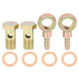X AUTOHAUX 2 Sets 14mm Diameter Banjo Hose Barb Bolt Fittings Banjo Bolt Washer Bronze Tone Metal for Motorcycle Car