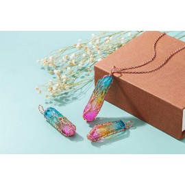 JOVIVI Tree of Life Rainbow Quartz Crystal Gemstone Reiki Healing Rock Raw Stone Chakra Pendant Necklace Women Rose Gold Wire Wrap Gemstone Necklace Jewellery Mothers Day Mum Gifts