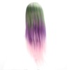 Green Purple Gradient Wig Hair Mannequin Head Hairdressing Styling Training