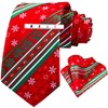 GUSLESON Mens Striped Christmas Tie Red Ties for Men Snowflake