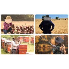 Faletony Head Net Mosquito Sun Hat Mosquito Protection UV Protection Bush Hat Fishing Hat Safari Mosquito Net Hat for Men and Women, Army-green