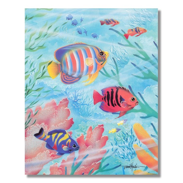 Tropical Striped Ocean Fish in Coral Reef Pastel Wall Picture 8x10 Art Print