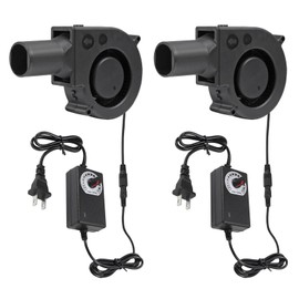 2Pcs 97mm x 33mm BBQ Fan 12V Blower with 110V/120V Variable Speed Controller Centrifugal 97mm/3.81in Air Mover Blower for Camping Quick Charcoal Starter, Outdoor Barbecues Fire Bellow, Camping Cooking