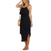 NERLEROLIAN Women's Adjustable Strappy Split Summer Beach Casual Midi Dress