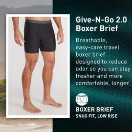 ExOfficio Women's Men's Give-N-Go 2.0 Boxer Brief 2 Pack, Black, X-Large