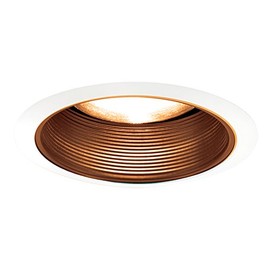 Jesco Lighting TM608ABWH 6-Inch Aperture Line Voltage Trim Recessed Light, Step Baffled Trim, Antique Bronze Finish with White Trim