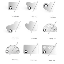Minkissy 2 Sets Stainless Steel Nail Art Palette Kit Professional Makeup Palette Easy-to-clean Design