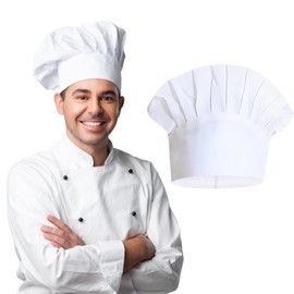 Chefs Hats for Adults, Chef Hat - Unisex Chef Hat White Chef Hat- Adjustable Kitchen Cooking Headgear Bakers Hats Kitchen Cap Mushroon Design Uniform Cap, for Women Baking Party Cooking Restaurant