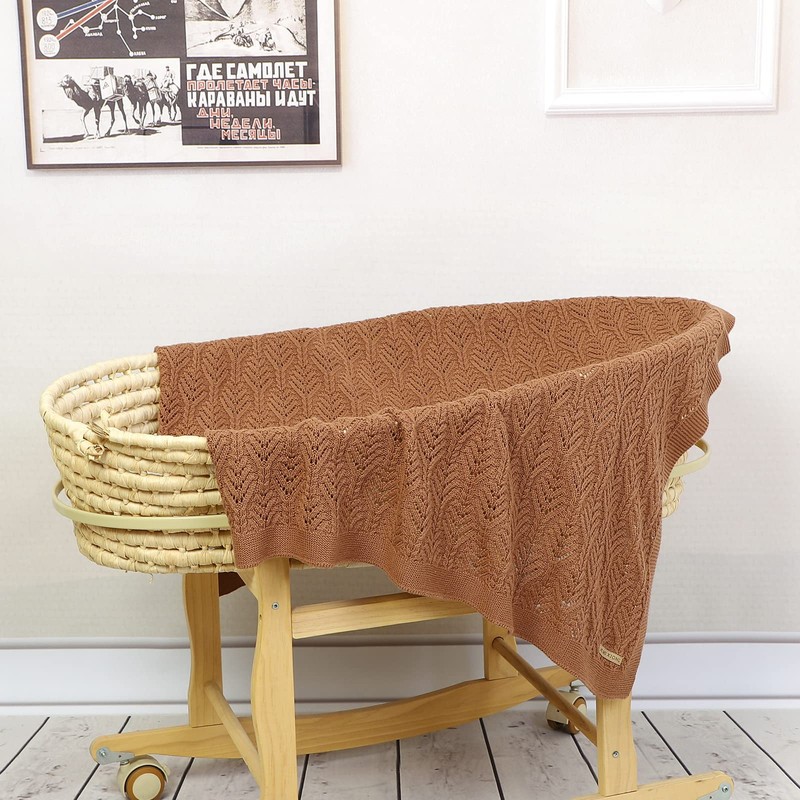 LAWKUL Baby Blanket Cellular Knitted 100% Cotton Soft Blankets for