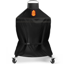 Grill Cover for Kamado Joe & Big Green Egg 24 in Gray Strip – Heavy-Duty Waterproof Smoker Covers for Big Series – Durable Kamado Joe Accessories for Big Series & BGE XLarge by Smoker Chef