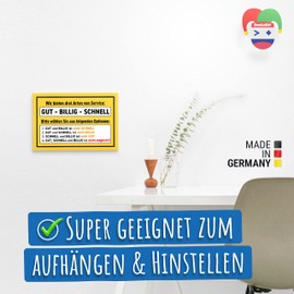 DankeDir! Drei Arten von Service - Schild 30 x 20 cm - Deko Party Geschenk Geschenkidee Kollegen Freunde Büro - lustiger Spruch Spruchschild Geburtstagsgeschenk Karte Wanddeko Türschild