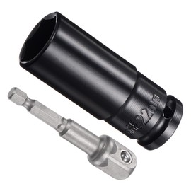 CoCud Deep Socket Set, 22mm Socket 3" Length 1/2" Drive, CR-V 6-Point Drive Socket Accessory Set with 1/4" Socket Adapter - (Applications: for Electric Hand Drill Screwdriver)