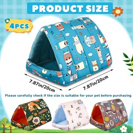 Cinnvoice 4 Pcs Guinea Pig Hideout, Guinea Pig Bed Tunnel, Rabbit Bed Washable Small House Cage Accessories for Bunny Hedgehog Mouse Chinchillas Hamsters Ferrets Bearded Dragons Rats