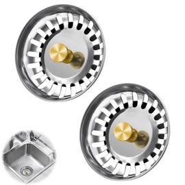 QZKJQDD 2Pcs Kitchen Sink Plug Strainer, Stainless Steel Sink Plug, Steel Strainers Sink Plugs Replacement Drain Stoppper for Food/Hair Catcher - UK Sinks Hole Diameter 80mm