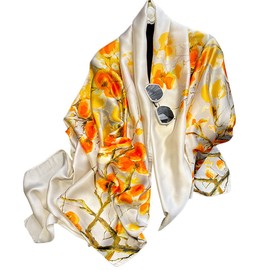 MAIRY Silk Scarf for Women UK Ladies Scarves Lightweight Clearance Shawl Wrap Painted Satin Neck Scarfs - S180046