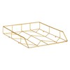 Mind Reader Gold Geometric Paper Tray, Modern Organizer for Documents,